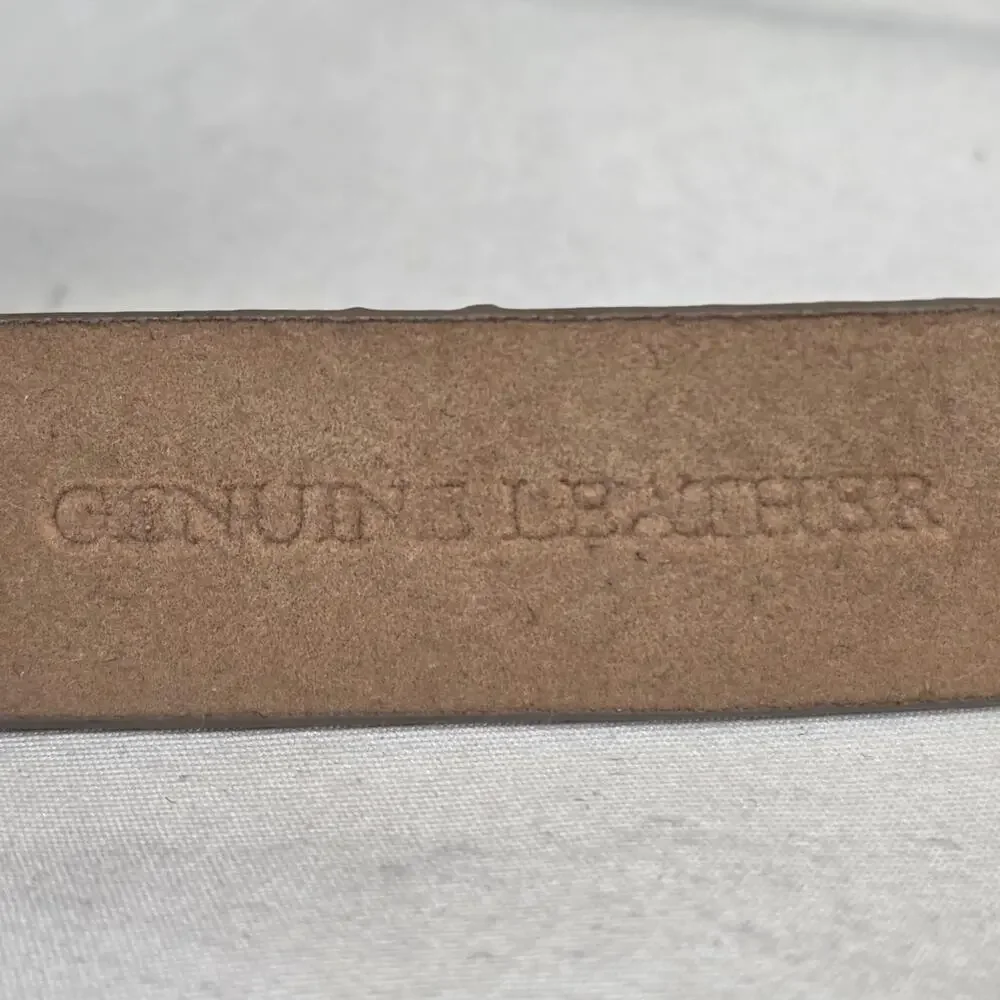 ANN TAYLOR GENUINE LEATHER SNAKESKIN‑TEXTURED BELT – BROWN/NEUTRAL – SIZE MEDIUM